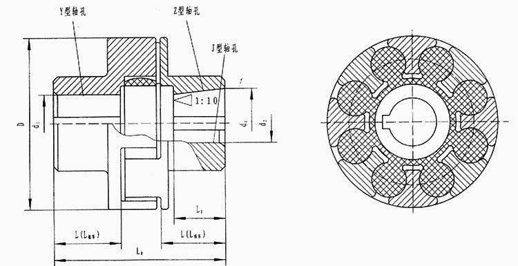 elastic pin coupling drawings 